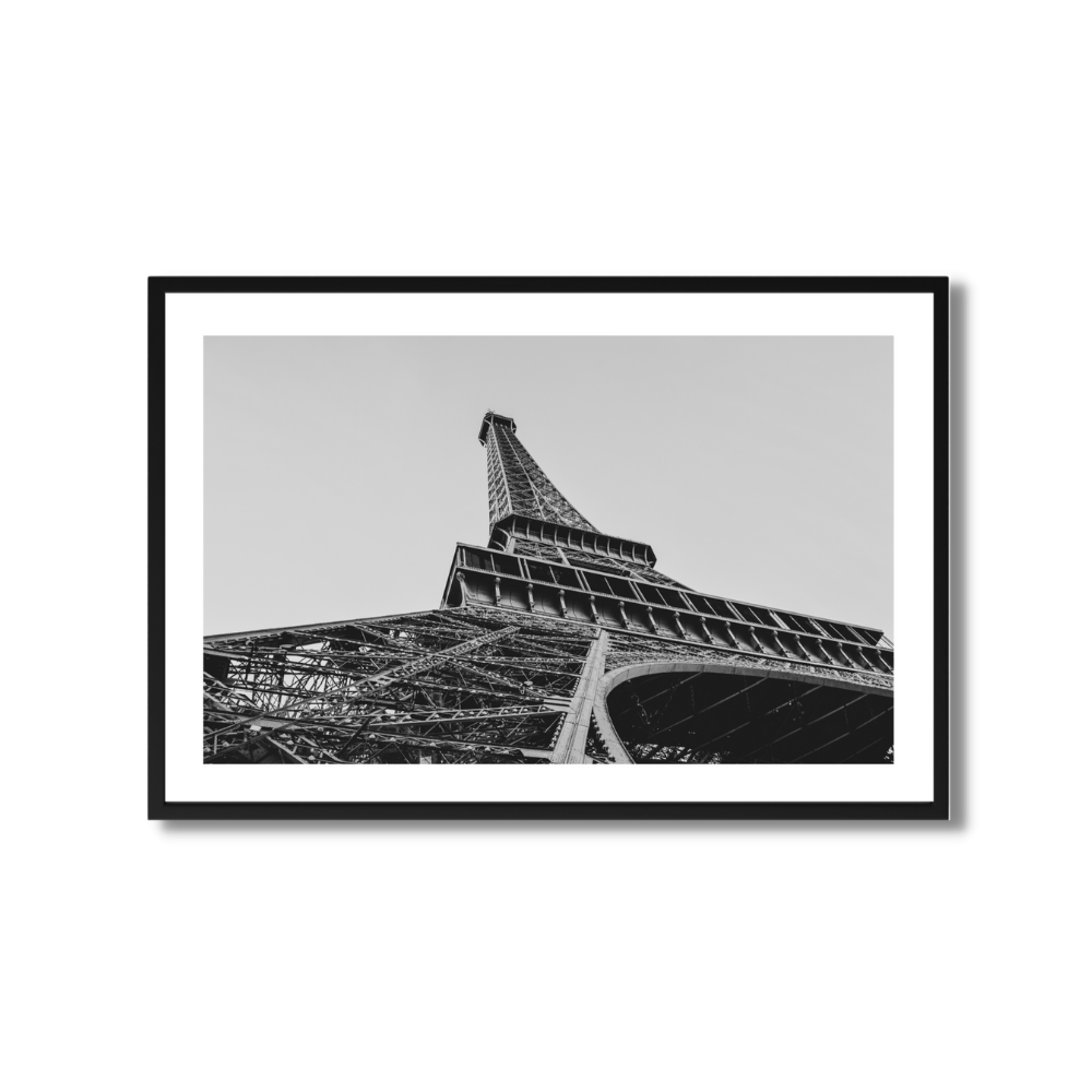 Black and White Eiffel Tower Travel Poster