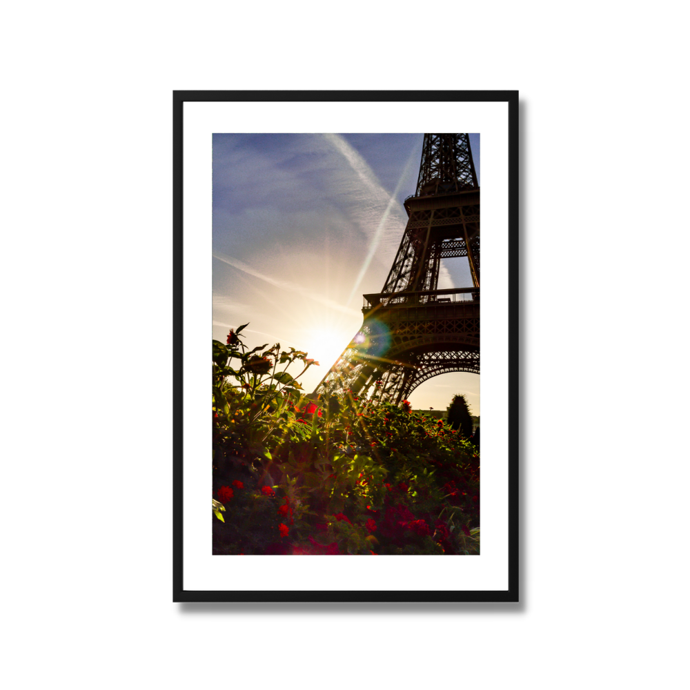 Red Flowers at the Eiffel Tower Travel Poster
