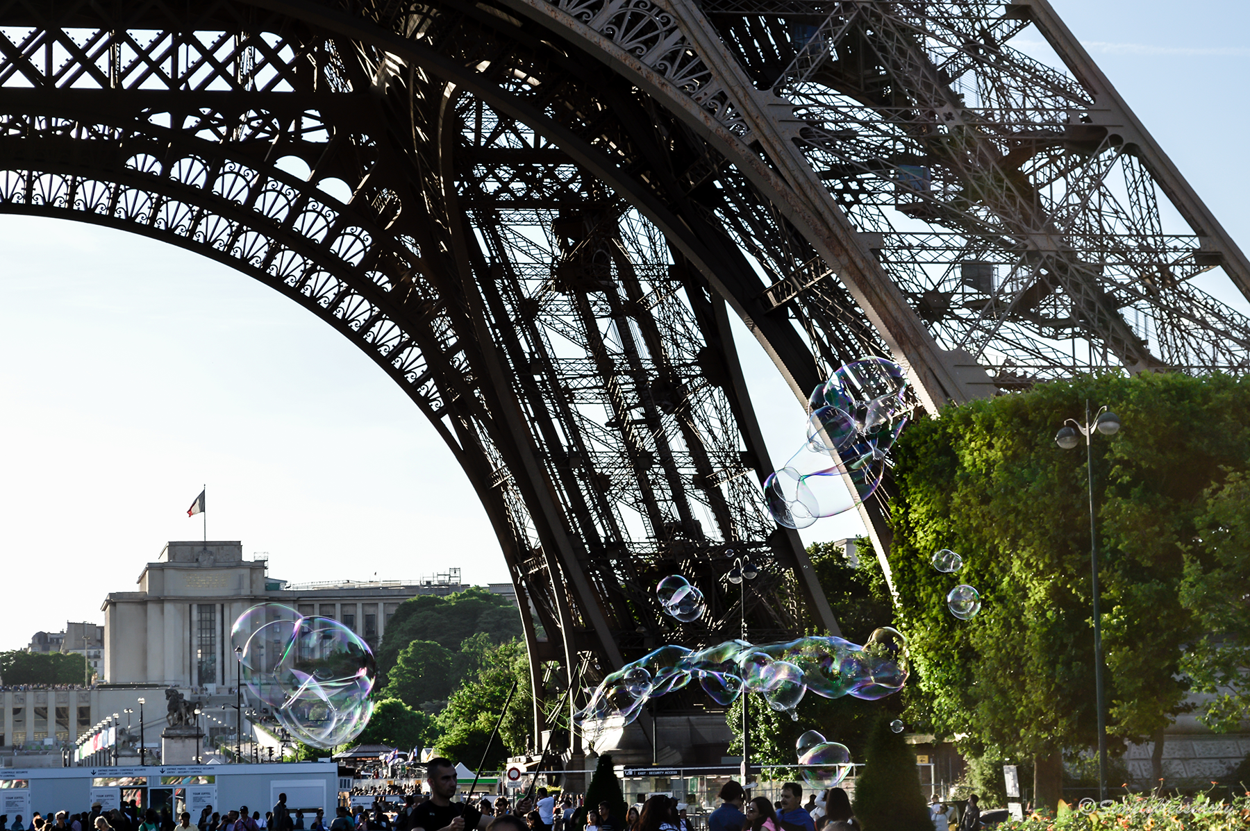 Paris Bubbles under the Eiffel Tower Travel poster