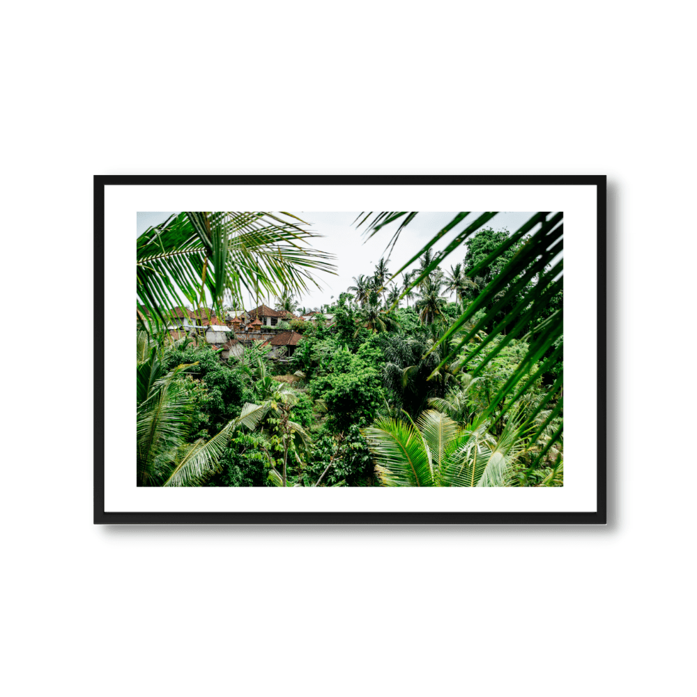 Green Trees and Rooftops in Bali Travel Poster