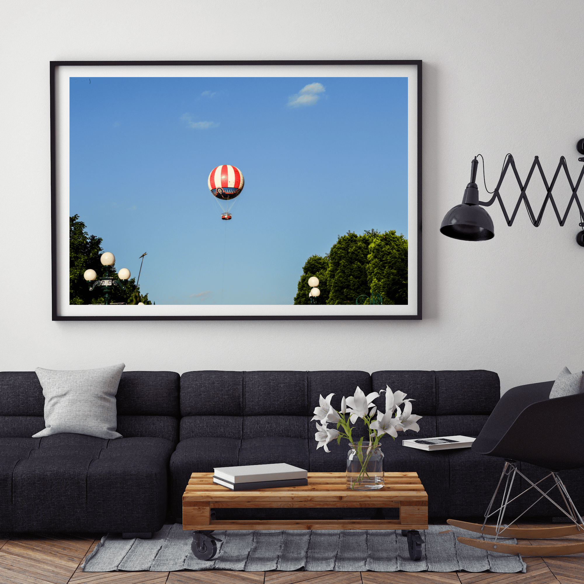 Hot air balloon print Paris Disney