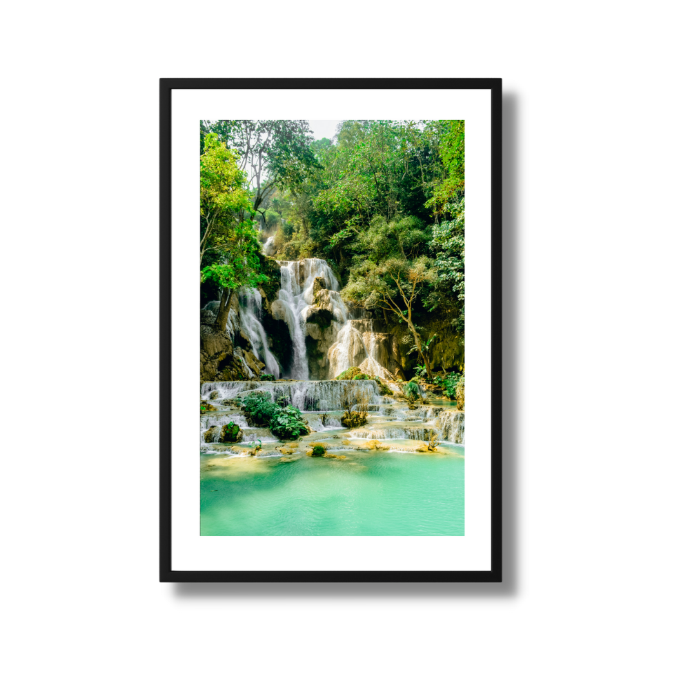Kuang Si Waterfall Travel Poster