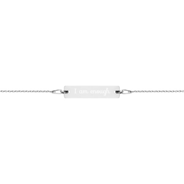 "I am enough" Engraved Silver Bar Chain Bracelet