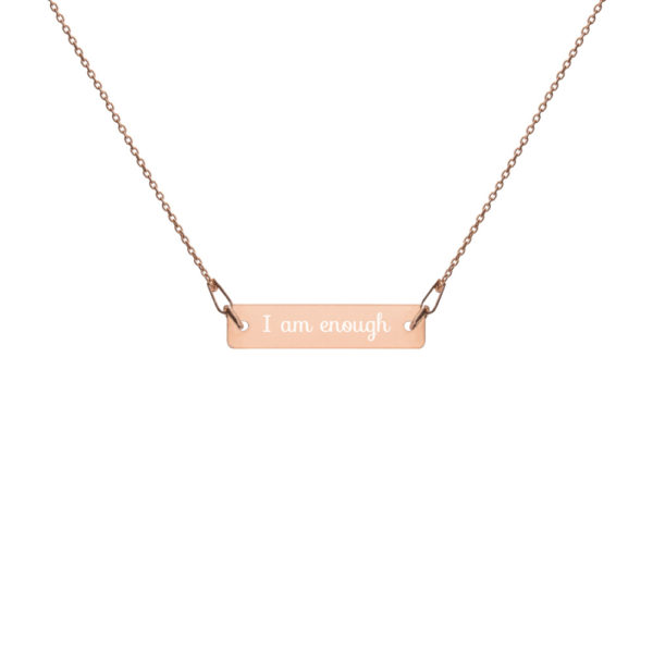 "I am enough" Engraved Silver Bar Chain Necklace