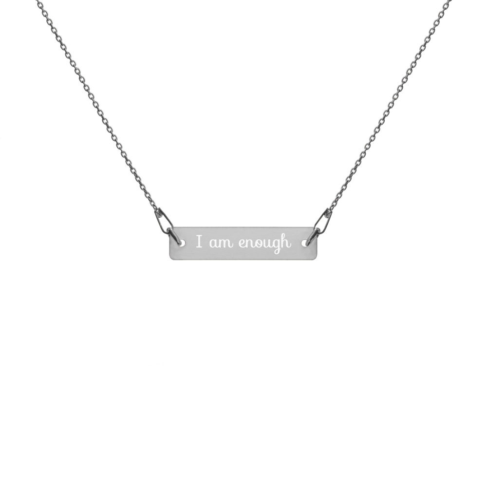 “I am enough” Engraved Bar Chain Necklace