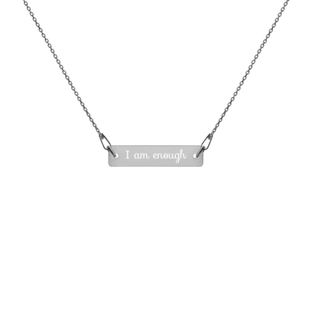 “I am enough” Engraved Bar Chain Necklace