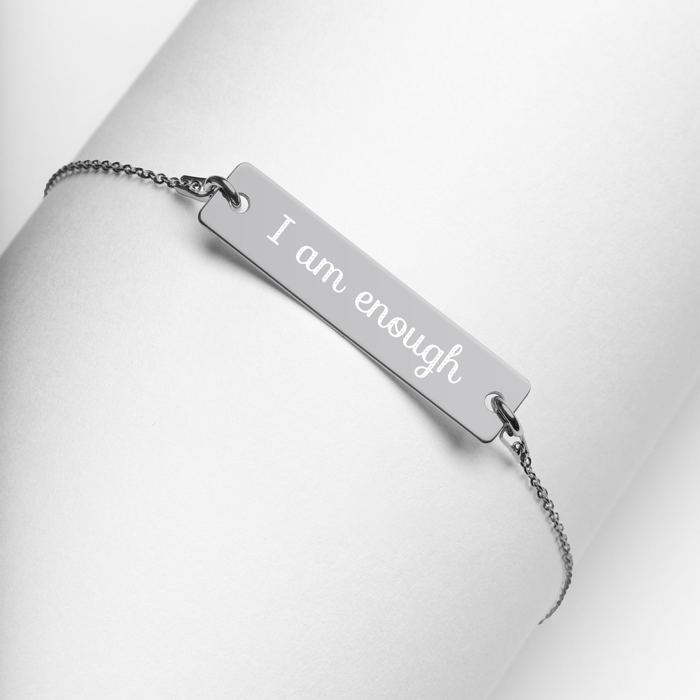 "I am enough" Engraved Bar Chain