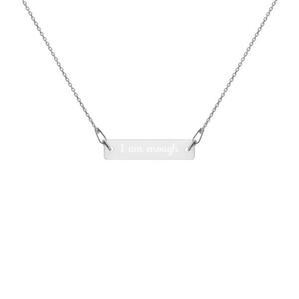 "I am enough" Engraved Silver Bar Chain Necklace