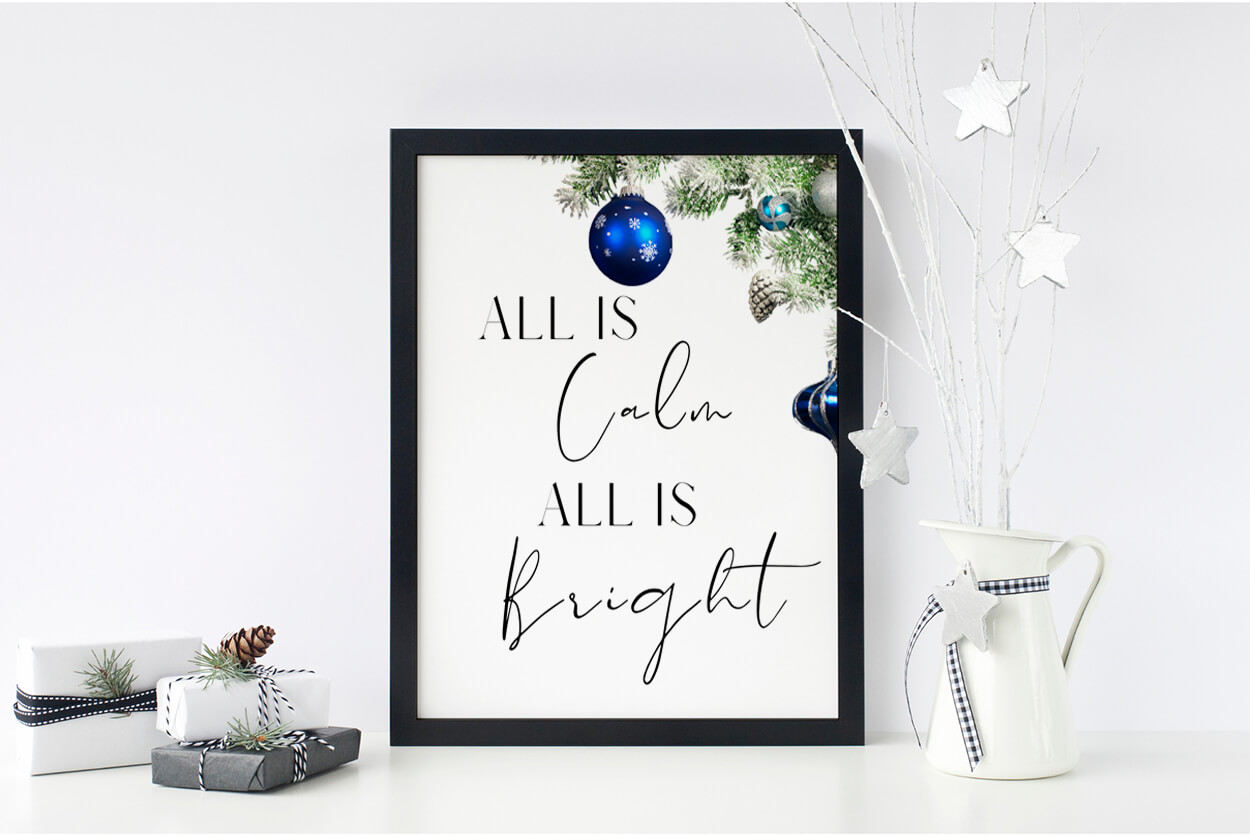 All is calm all is bright Christmas Printable Quote