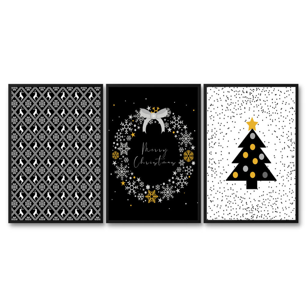 Black Christmas Printable Set of 3