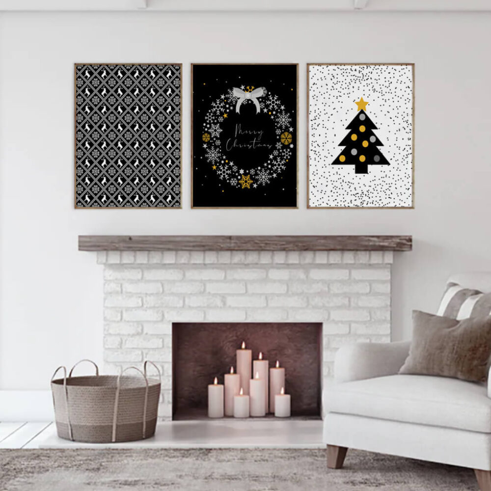 Black Christmas Printable Set of 3