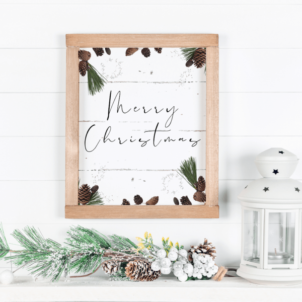 Merry Christmas pine cone Printable Quote