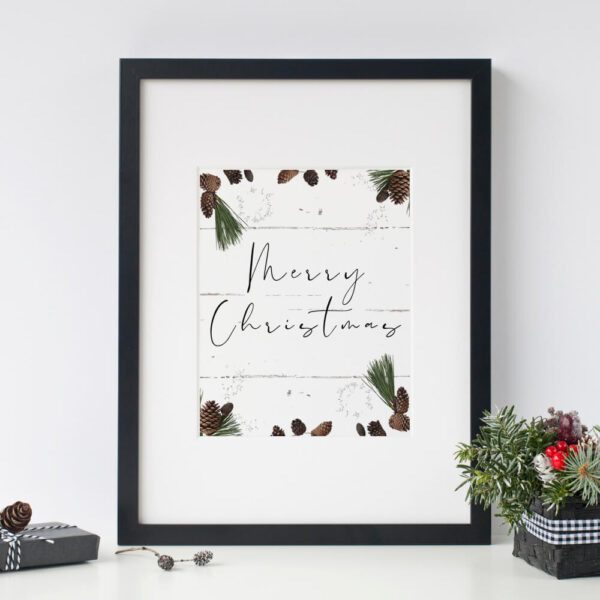 Merry Christmas pine cone Printable Quote