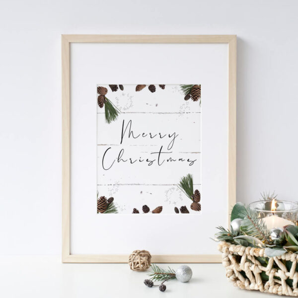 Merry Christmas pine cone Printable Quote