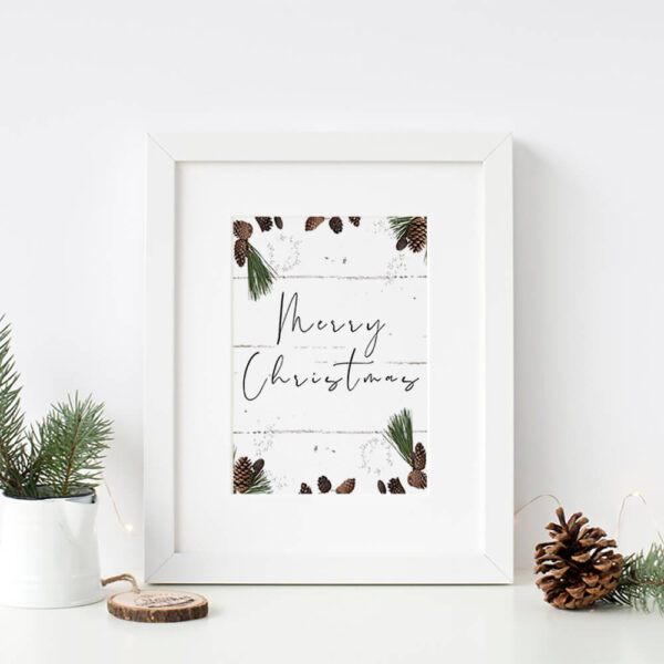 Merry Christmas pine cone Printable Quote