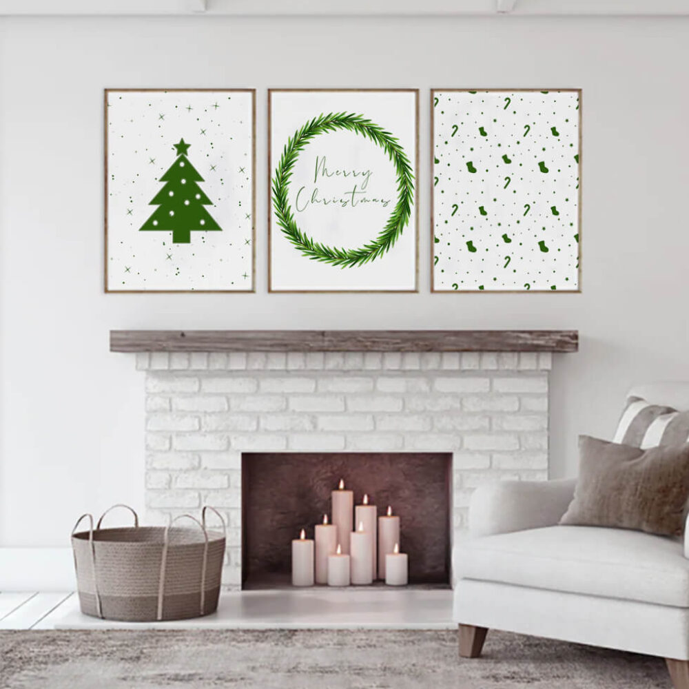 Green Christmas Printable Quote set of 3