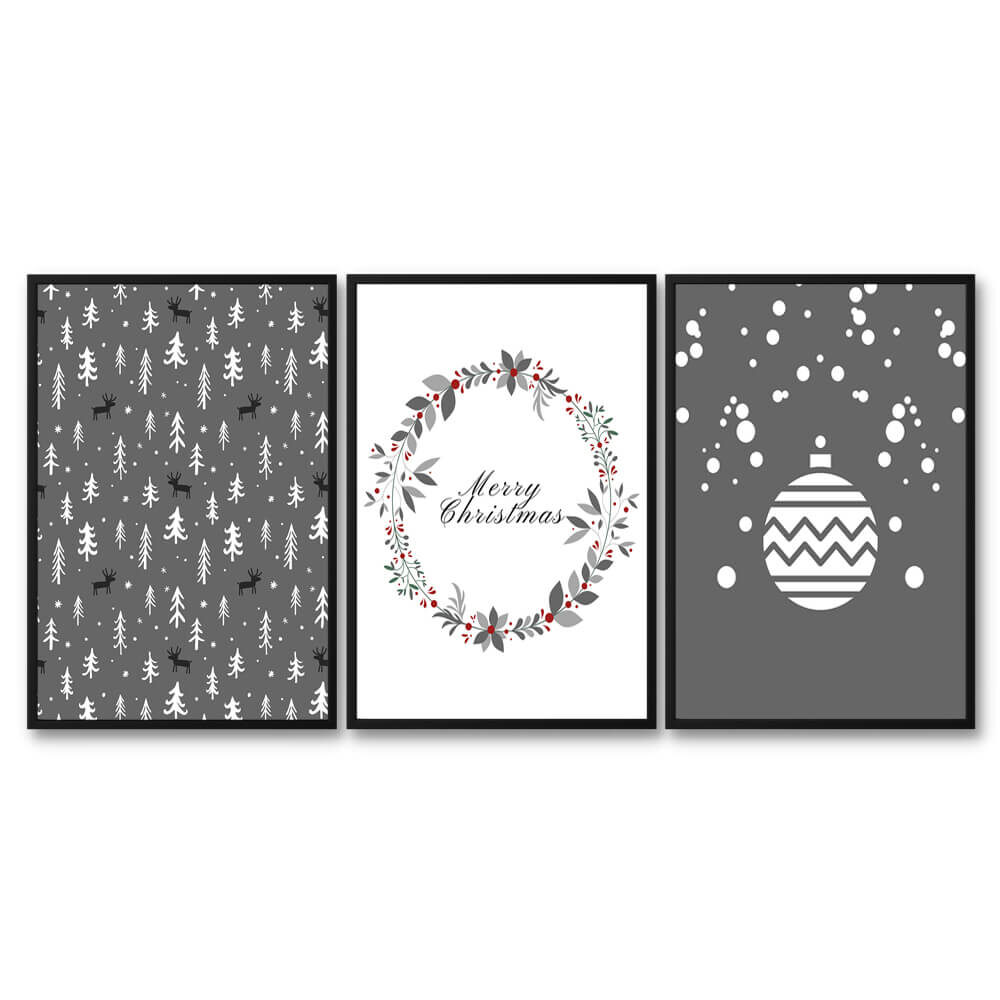 Grey Christmas Printable Quote set of 3