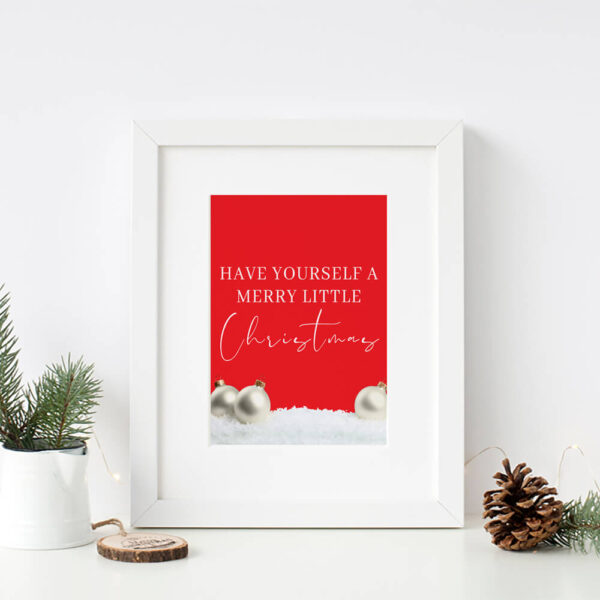 Have yourself a merry little Christmas red background printable quote