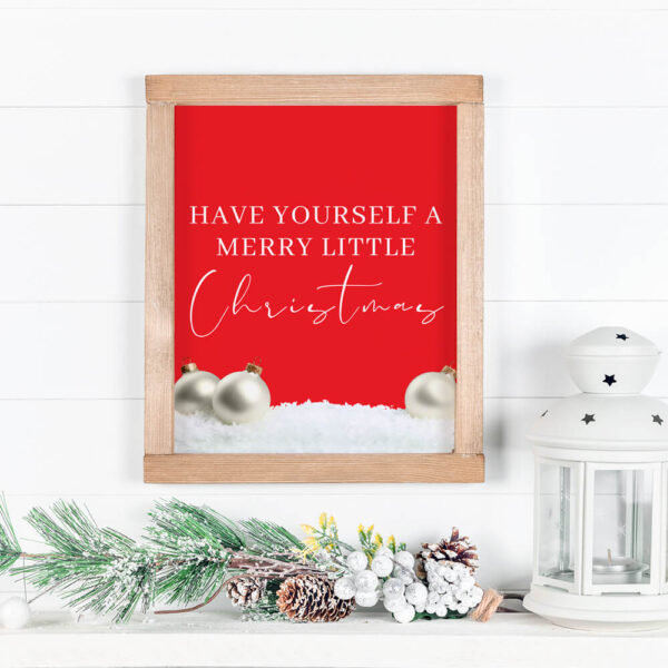 Have yourself a merry little Christmas red background printable quote