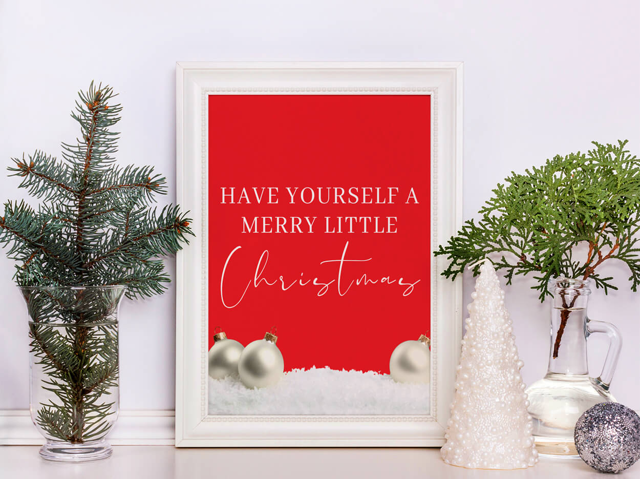 Have yourself a merry little Christmas red background printable quote