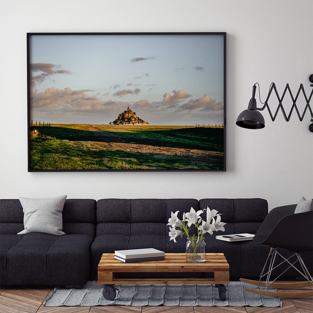 Mont Saint Michel in the distance travel poster