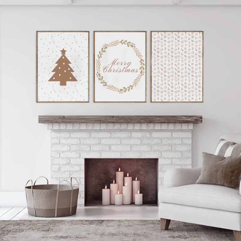 Beige Christmas Printable Quote set of 3