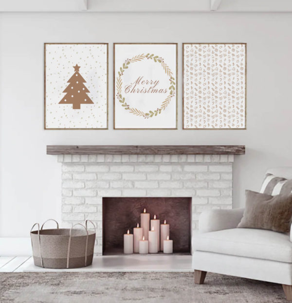 Beige Christmas Printable Quote set of 3