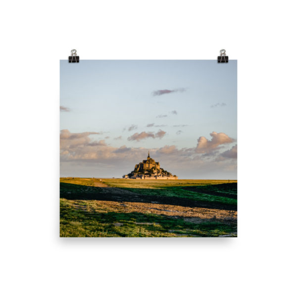 Mont Saint Michel in the distance travel poster