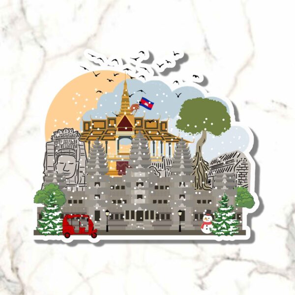 Illustrated Cambodia landmarks sticker