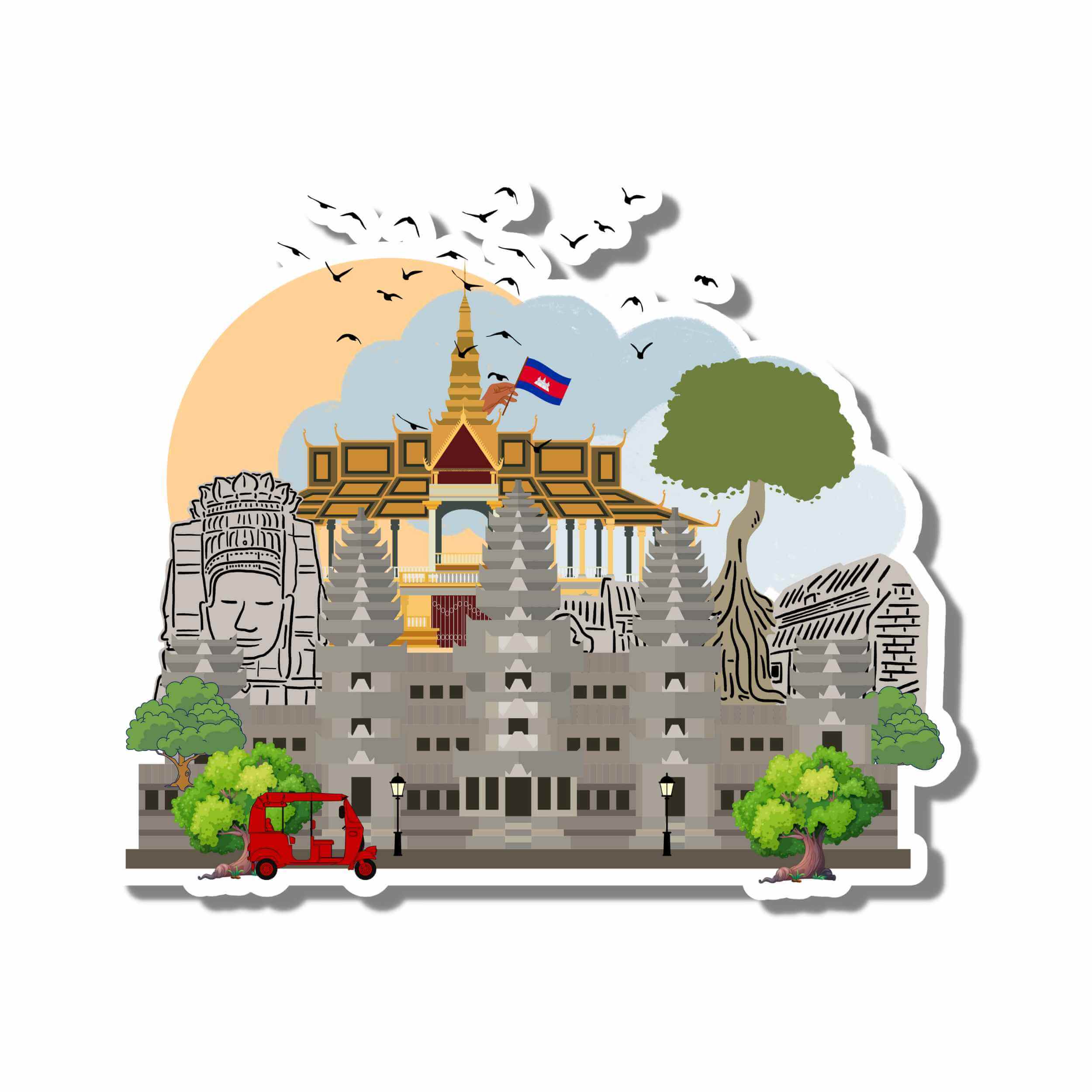 Cambodia sticker Cambodia Landmark Sticker