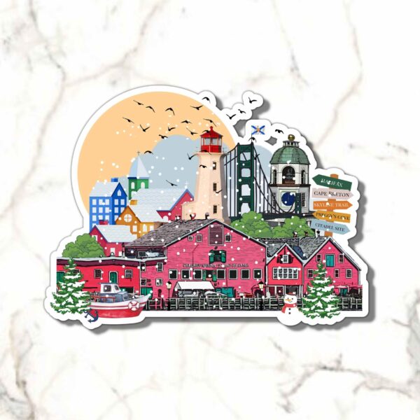 Illustrated Nova Scotia landmarks sticker