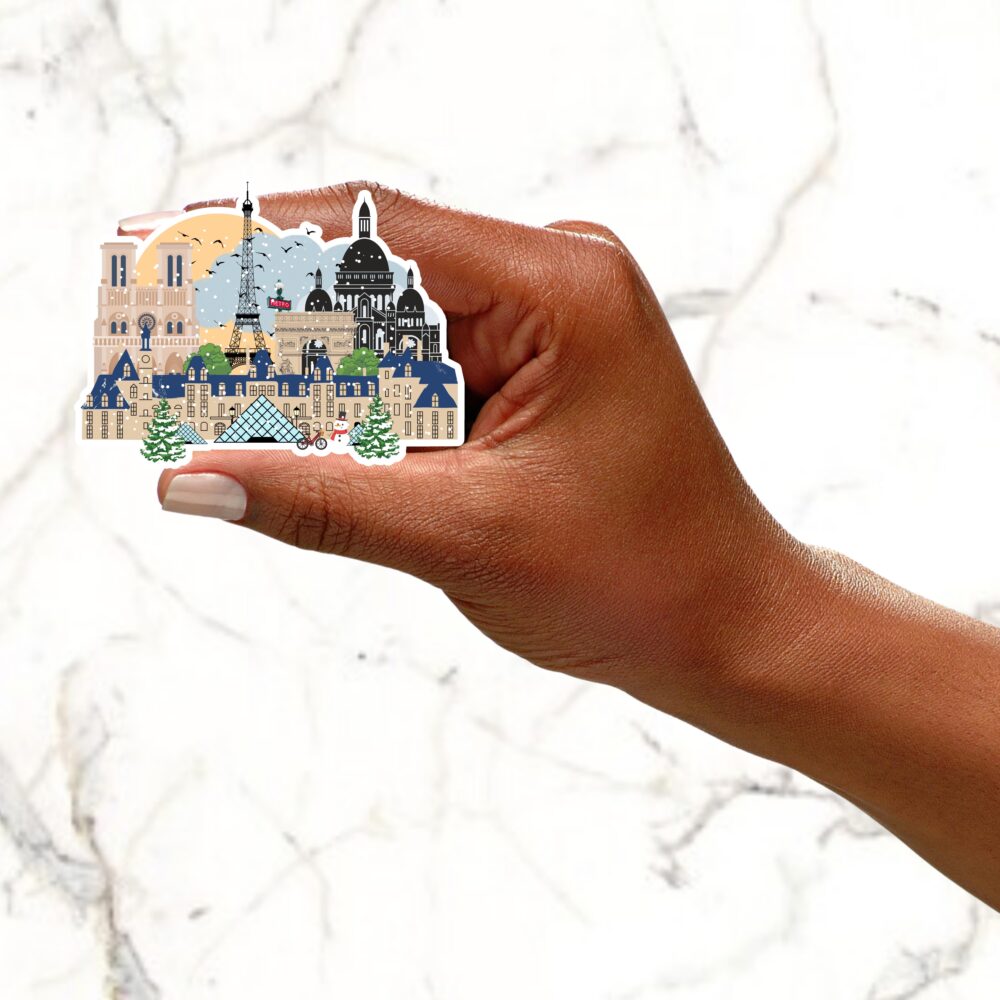 Illustrated Paris landmarks sticker