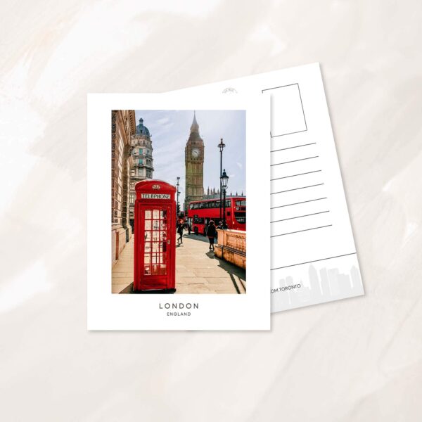 Big Ben, telephone booth, and red bus Postcard