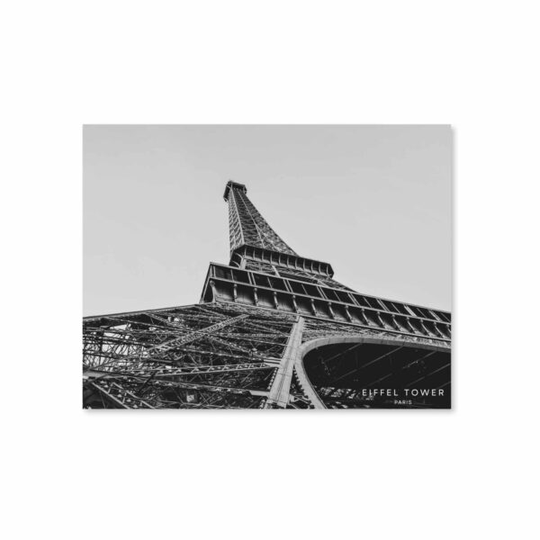 Black and white Eiffel tower postcard