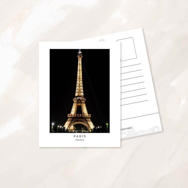 Eiffel tower at night Paris postcard