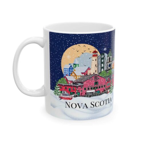 Colourful Christmas Nova Scotia landmarks coffee mug