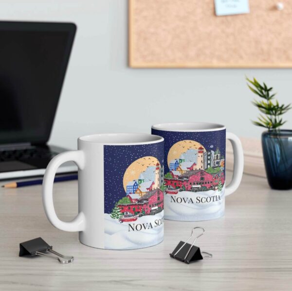 Colourful Christmas Nova Scotia landmarks coffee mug