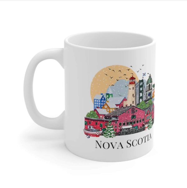Colourful Christmas Nova Scotia landmarks coffee mug
