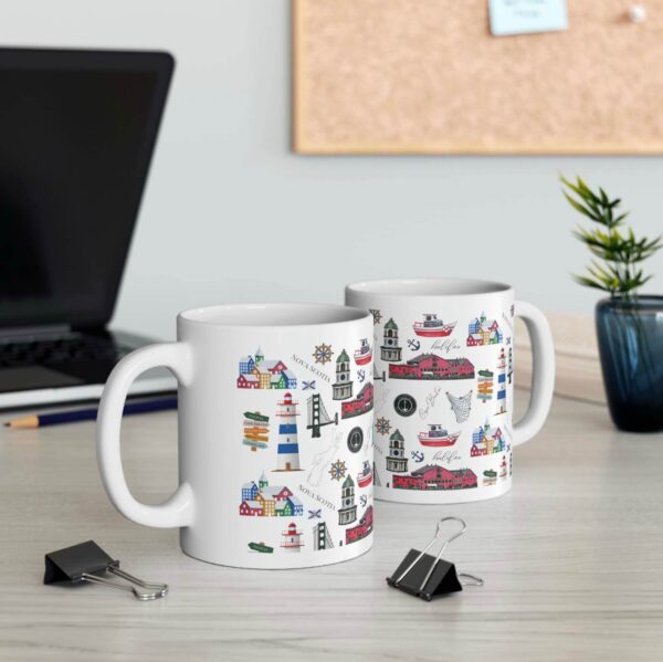 Colourful Nova Scotia pattern coffee mug