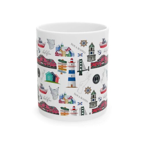 Colourful Nova Scotia pattern coffee mug