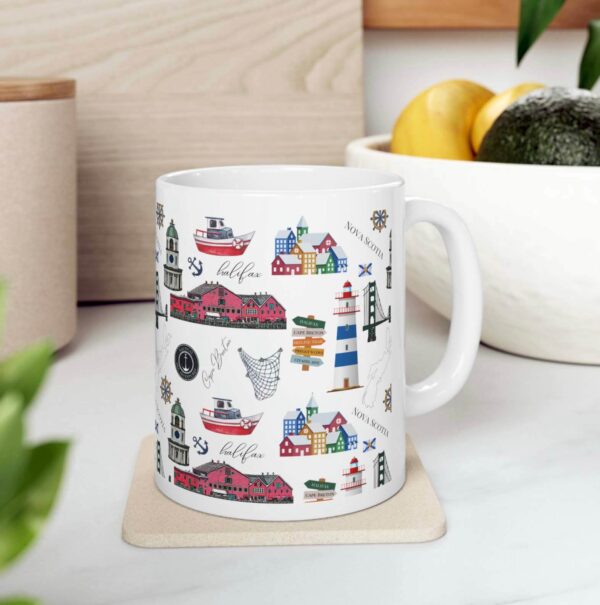 Colourful Nova Scotia pattern coffee mug