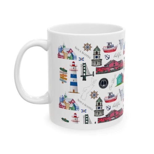 Colourful Nova Scotia pattern coffee mug