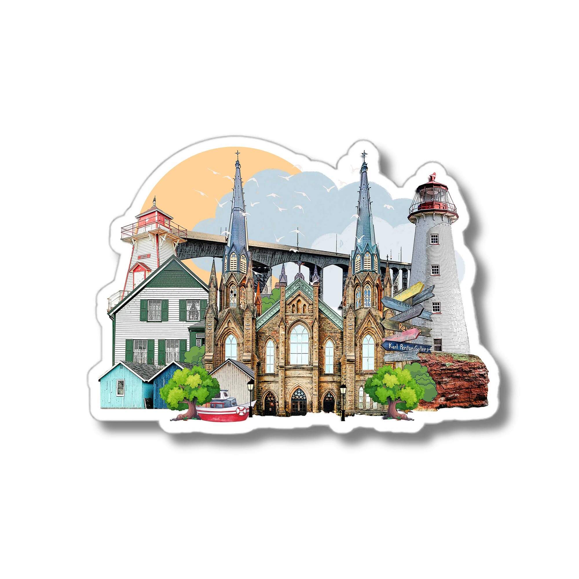 Prince Edward Island stickers Prince Edward Island Landmark Sticker