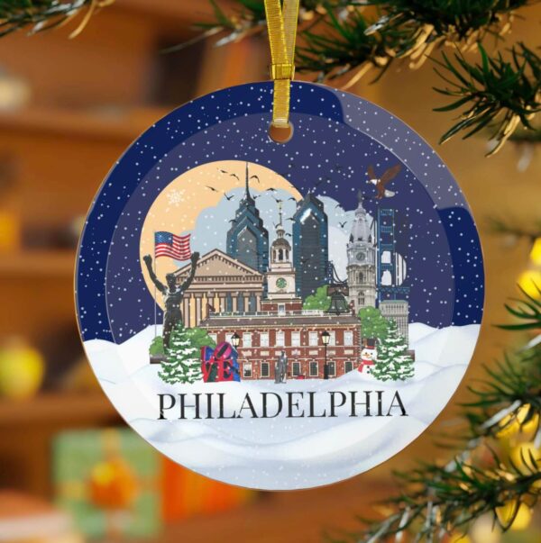 Colourful Philadelphia Christmas ornament