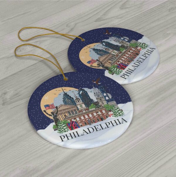 Colourful Philadelphia Christmas ornament