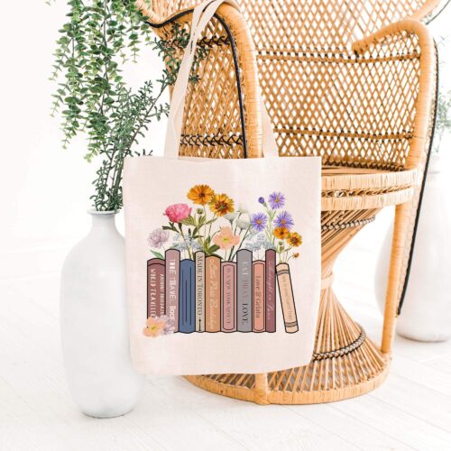 flower travel books tote bag