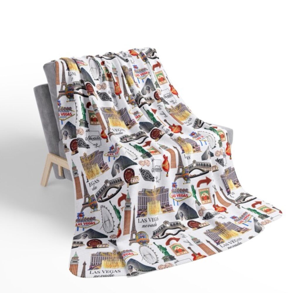 Las Vegas Pattern Sherpa Blanket