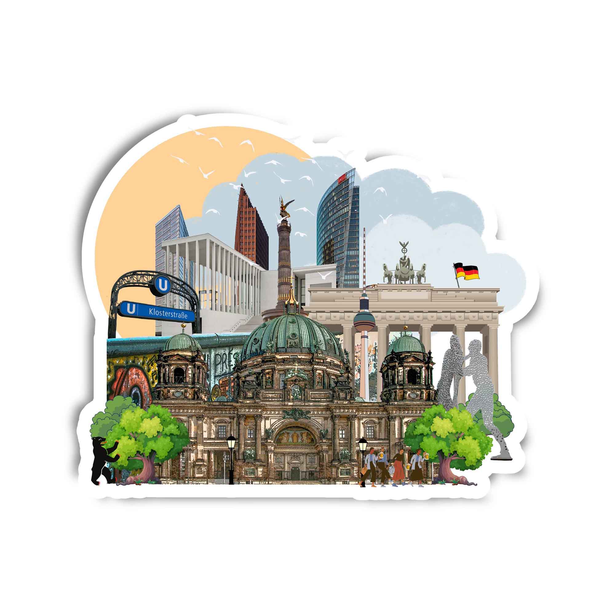 Berlin Landmark Travel Stickers Berlin Landmark Sticker