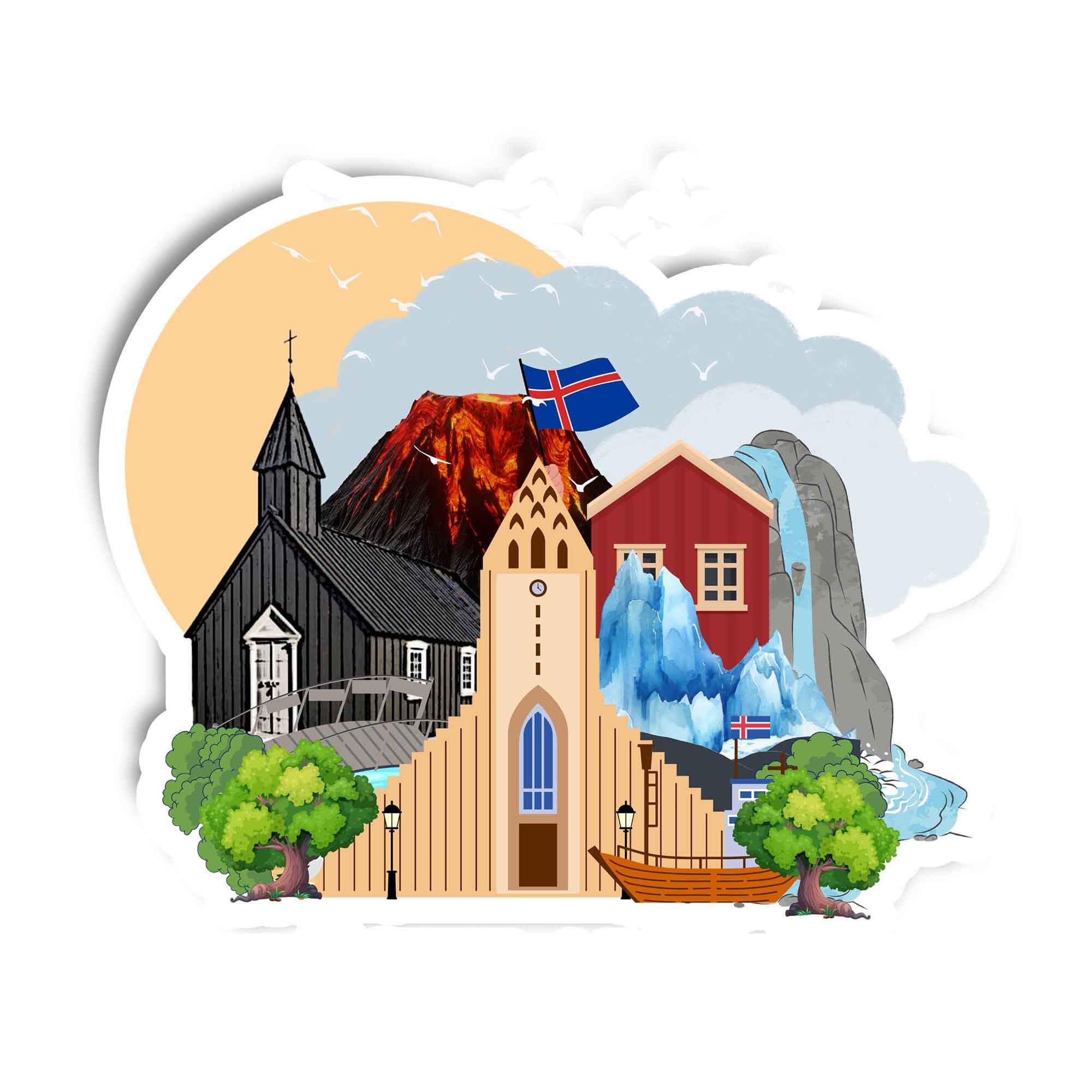 Iceland Sticker Iceland Landmark Sticker