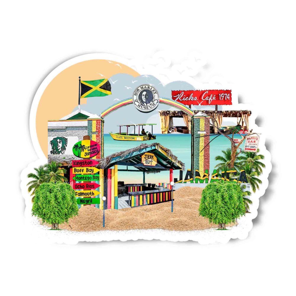 Jamaica Landmark Travel Stickers Jamaica Landmark Sticker